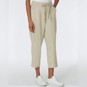 NEW Westport Tan Khaki Linen Drawstring High Waist Cropped Pants Size 8